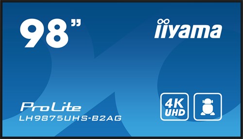 iiyama LH9875UHS-B2AG beeldkrant Digitale signage flatscreen 2,48 m (97.5") LED Wifi 500 cd/m² 4K Ultra HD Zwart Type processor Android 11 24/7