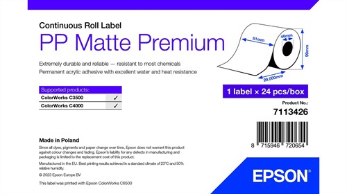 Epson 7113426 printeretiket Wit Zelfklevend printerlabel