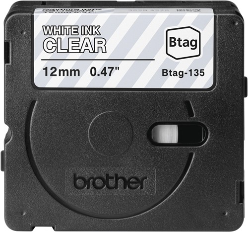 Brother BTAG-135 labelprinter-tape Wit op transparant