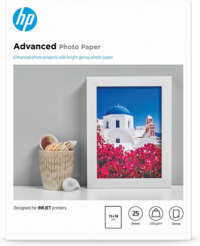 HP Advanced Photo Paper, glanzend, 25 vel, 13 x 18 cm randloos