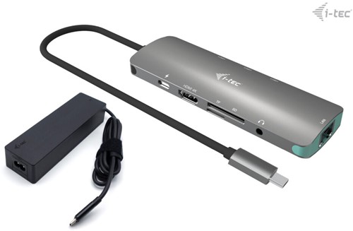 i-tec USB-C Metal Nano Docking Station 4K HDMI LAN with Power Delivery 100W + Universal Charger 100W