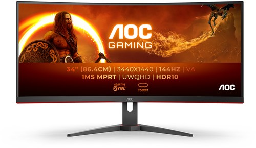 AOC G2 CU34G2XE/BK computer monitor 86,4 cm (34") 3440 x 1440 Pixels Zwart, Rood