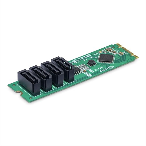 StarTech.com 4-Port M.2 naar SATA Adapter Kaart, M.2 PCIe 3.0 naar SATA HDD/SSD Uitbreidingskaart, ASM1064 Chipset, M.2 NVMe naar 4x HDD/SSD voor Windows/macOS/Linux-2