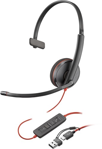 POLY Blackwire 3210 mono USB-C-headset + USB-C/A-adapter (bulk)