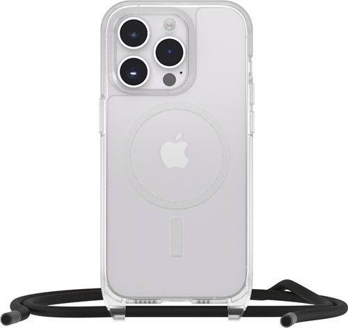 OtterBox React Necklace hoesje met MagSafe voor iPhone 14 Pro Max, ultradunne beschermhoes met verstelbare en afneembare kettingriem, getest volgens militaire standaard, Clear