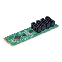 StarTech.com 4-Port M.2 naar SATA Adapter Kaart, M.2 PCIe 3.0 naar SATA HDD/SSD Uitbreidingskaart, ASM1064 Chipset, M.2 NVMe naar 4x HDD/SSD voor Windows/macOS/Linux