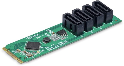 StarTech.com 4-Port M.2 naar SATA Adapter Kaart, M.2 PCIe 3.0 naar SATA HDD/SSD Uitbreidingskaart, ASM1064 Chipset, M.2 NVMe naar 4x HDD/SSD voor Windows/macOS/Linux
