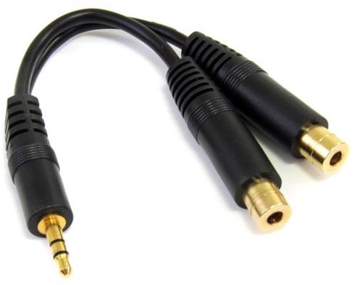 StarTech.com 15cm Stereo Splitterkabel Y-adapter 3,5mm Mannelijk naar 2x 3,5mm Vrouwelijk