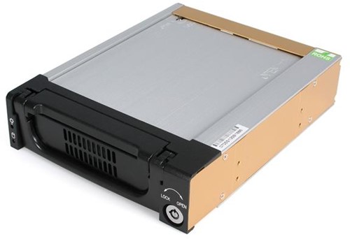 StarTech.com Zwarte Aluminum 5,25 inch Robuuste SATA Harde Schijf Mobile Rack Lade