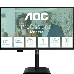 AOC Q27P4CV computer monitor 68,6 cm (27") 2560 x 1440 Pixels Quad HD LED Zwart