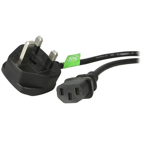 StarTech.com 1.8m UK Computer Stroomkabel, 18AWG, BS 1363 naar C13, 10A 250V, Zwart, AC Vervangkabel, Kettle Lead / UK Voedingskabel, PC Power Supply Kabel, TV/Monitor Electriciteitssnoer