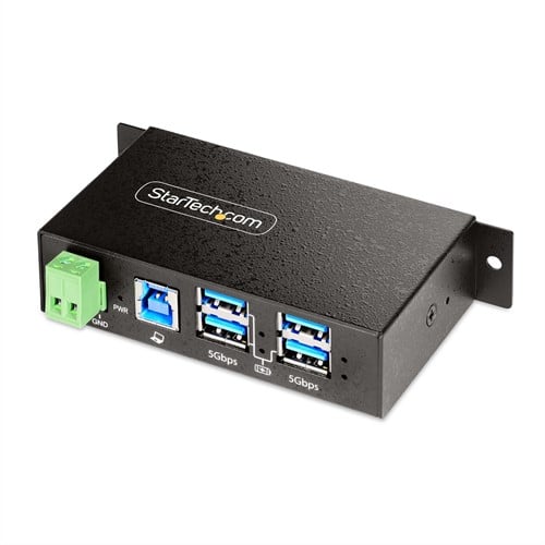 StarTech.com 4-Port Managed USB Hub met 4x USB-A, Heavy Duty met Industriële Stalen Behuizing, ESD & Overspanningsbeveiliging, Wand/Bureau/Din-Rail Montage, USB 3.0/3.1/3.2 Gen 1 5Gbps