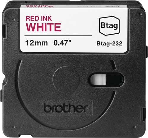 Brother BTAG-232 labelprinter-tape Rood op wit