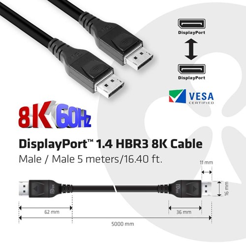 CLUB3D DisplayPort 1.4 HBR3 8K Kabel M/M 5 meter-3