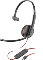POLY Blackwire 3210 zwarte mono USB-C-headset + USB-C/A-adapter (bulk)