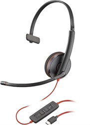 POLY Blackwire 3210 zwarte mono USB-C-headset + USB-C/A-adapter (bulk)