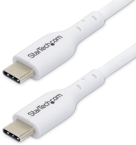 StarTech.com 1m USB-C Laadkabel, Wit, USB C Kabel, USB 2.0 Type-C Laptop Oplaadkabel, 60W 3A Power Delivery, TPE Mantel, USB-C Data Transfer Kabel, M/M