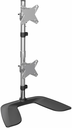 StarTech.com Verticale Dual Monitor Stand, Ergonomische Monitorstandaard voor Twee VESA Schermen to 27" (8kg), Vrijstaande Universele Monitorsteun/Bureaustandaard, Verstelbare Hoogte, Zilver