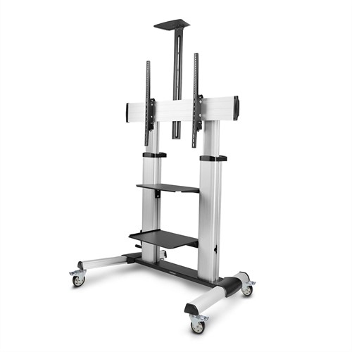 StarTech.com Verrijdbare TV Standaard op Wielen voor 60-100inch Flat Screens tot 100kg, In Hoogte Verstelbaar via Krukas, Mobiele Televisie Standaard/Trolley