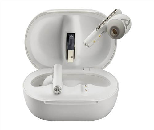 POLY Voyager Free 60+ UC M White Sand Earbuds + BT700 USB-A-adapter + oplaadcase met touchscreen-2