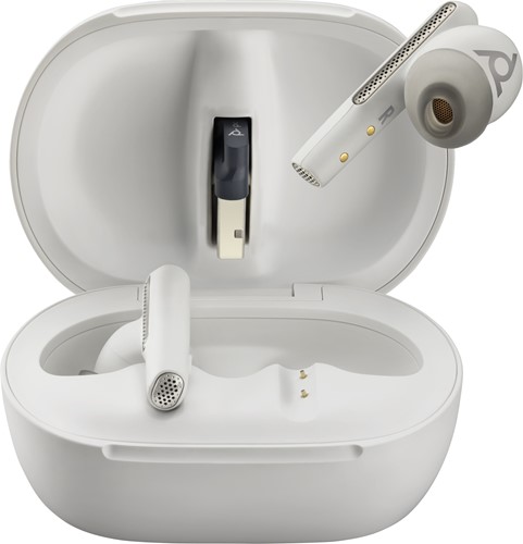 POLY Voyager Free 60+ UC M White Sand Earbuds + BT700 USB-C-adapter + oplaadcase met touchscreen