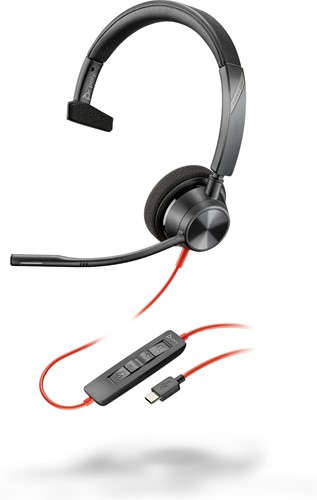 POLY Blackwire 3310 Monaural USB-C Headset + USB-C/A adapter