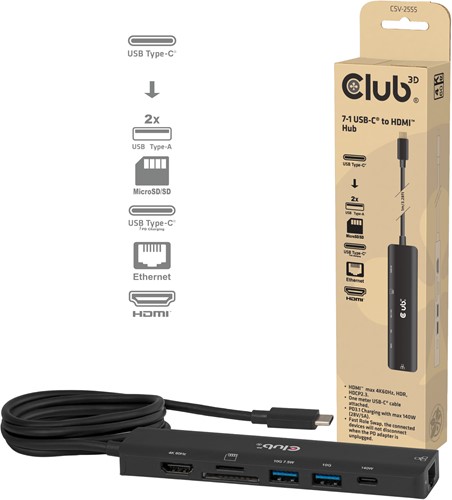 CLUB3D 7-1 USB-C® naar HDMI™-hub