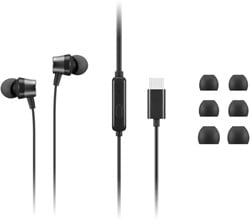 Lenovo 4XD1J77351 hoofdtelefoon/headset Bedraad In-ear Kantoor/callcenter USB Type-C Zwart
