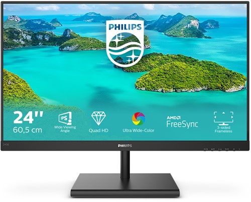 Philips E Line 245E1S/00 LED display 60,5 cm (23.8") 2560 x 1440 Pixels 2K Ultra HD LCD Zwart