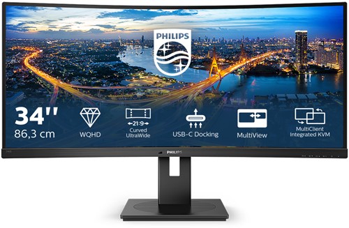 Philips B Line 346B1C/00 computer monitor 86,4 cm (34") 3440 x 1440 Pixels Quad HD LCD Zwart
