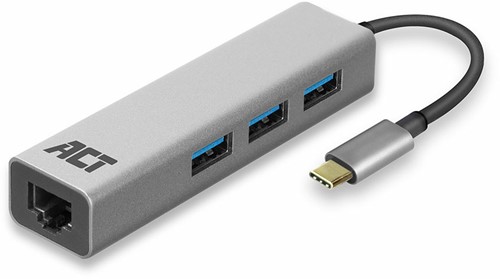 ACT AC7055 3-Poorts USB-C 3.2 (USB 3.0) Hub met Gigabit ethernet poort