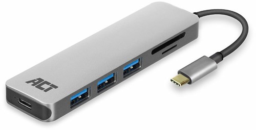 ACT AC7050 3-Poorts USB-C 3.2 Gen1 (USB 3.0) Hub met kaartlezer en PD Pass-Through poort