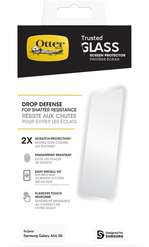 OtterBox Trusted Glass-screenprotector voor Galaxy A54 5G, gehard glas, x2 krasbescherming, bescherming tegen vallen en splinters