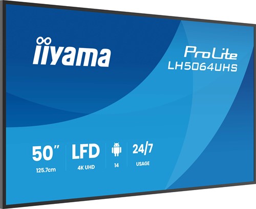 iiyama LH5064UHS-B1AG beeldkrant Digitale signage flatscreen 127 cm (50") Wifi 500 cd/m² 4K Ultra HD Zwart Android 24/7-3