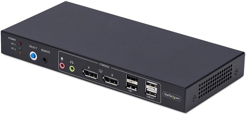 StarTech.com 2-Port Dual-Monitor DisplayPort KVM Switch met Dual View Video Matrix, 4K 60Hz, 4x USB Hub Poorten, Hotkey Switching, DP 1.2 Matrix KVM, TAA Compliant