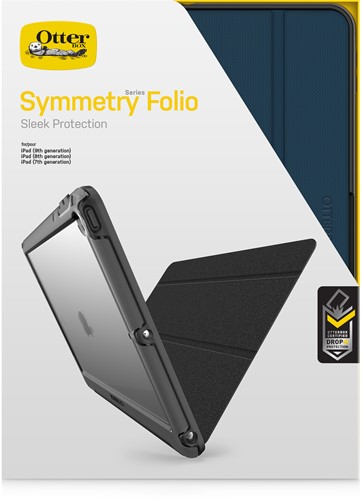 OtterBox Symmetry Folio-hoes voor iPad 7th/8th/9th gen, schokbestendig, valbestendig, dunne beschermende folio-hoes, getest volgens militaire standaard, Blauw