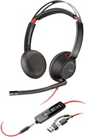 POLY Blackwire 5220 stereo USB-C-headset + 3,5 mm stekker + USB-C/A-adapter (bulk)