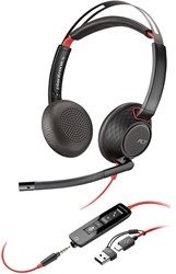 POLY Blackwire 5220 stereo USB-C-headset + 3,5 mm stekker + USB-C/A-adapter (bulk)
