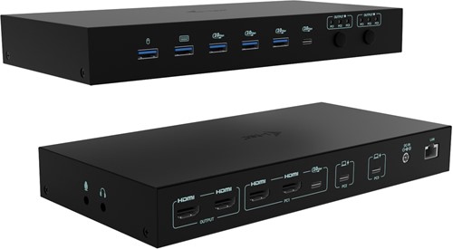 i-tec USB-C KVM Dock PRO for Three Hosts, Dual Video, with 2x Power Delivery, max 92W