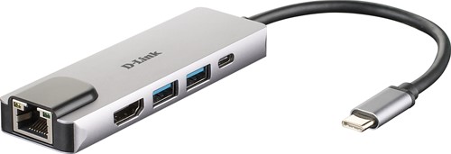 D-Link DUB-M520 notebook dock & poortreplicator Bedraad Thunderbolt 3 Aluminium, Zwart