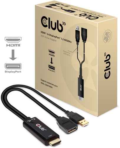 CLUB3D HDMI 2.0 TO DISPLAYPORT 1.2 4K60HZ HDR M/F ACTIVE ADAPTER Zwart