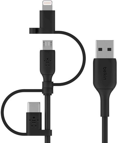 Belkin BOOST CHARGE USB-kabel 1 m USB A USB C/Micro-USB B/Lightning Zwart