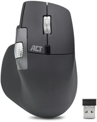 ACT Draadloze multi-connect muis Bluetooth en USB ontvanger, oplaadbaar, 4800 DPI met stille klik, snel scrolwiel en duimscrolwiel, gemaakt van gerecyclede materialen