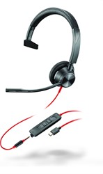 POLY Blackwire 3315 Monaural Microsoft Teams Certified USB-C Headset + 3,5 mm plug + USB-C/A adapter