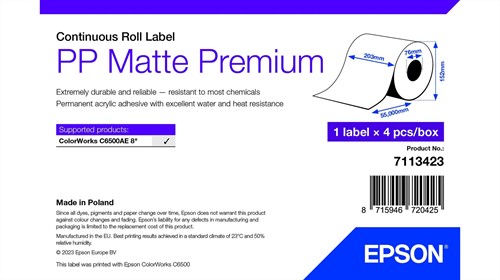 Epson 7113423 printeretiket Wit Zelfklevend printerlabel