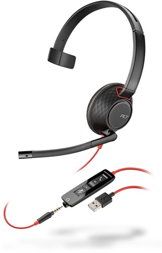 POLY Blackwire 5210 Headset Bedraad Hoofdband Kantoor/callcenter USB Type-A Zwart