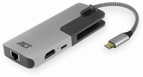 ACT AC7042 USB-C naar HDMI multiport adapter met ethernet en USB hub