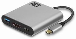 ACT AC7022 USB-C naar HDMI female adapter met PD Pass-Through 60W, 4K, USB-A