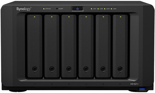 Synology DiskStation DS1621+ data-opslag-server NAS Desktop Ryzen Embedded V1500B 4 GB DDR4 0 TB DiskStation Manager Zwart