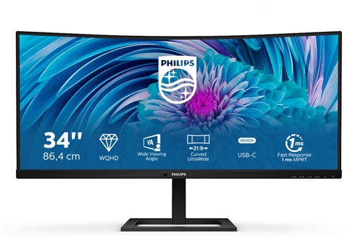 Philips E Line 346E2CUAE/00 computer monitor 86,4 cm (34") 3440 x 1440 Pixels Wide Quad HD+ LCD Zwart